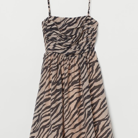 NWT H&M Black Tan Zebra striped mini dress size 8 - Picture 1 of 8